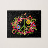 Blumenfriedenszeichen auf schwarz puzzle (Horizontal)