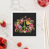 Blumenfriedenszeichen auf schwarz serviette (Beispiel)