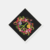 Blumenfriedenszeichen auf schwarz serviette (Ecke)