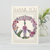 Blumenfriedenszeichen Moderne Bohemische Blume Gir Dankeskarte (Stehend Vorderseite)