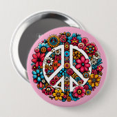 Blumenfriedzeichen Symbol für Farbbilderkunst Button (Vorne & Hinten)