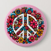 Blumenfriedzeichen Symbol für Farbbilderkunst Button (Vorderseite)