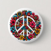 Blumenfriedzeichen Symbol für Farbbilderkunst Button (Vorderseite)