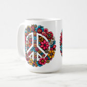 Blumenfriedzeichen Symbol für Farbbilderkunst Kaffeetasse (Vorderseite Links)