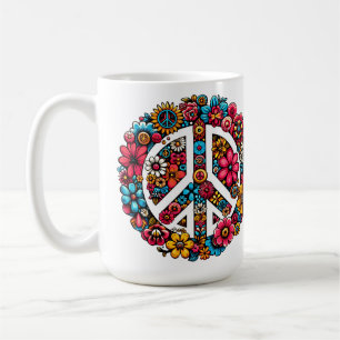 Blumenfriedzeichen Symbol für Farbbilderkunst Kaffeetasse