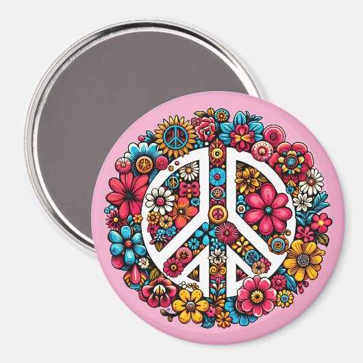 Blumenfriedzeichen Symbol für Farbbilderkunst Magnet (Vorderseite/Rückseite)