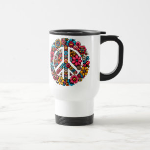 Blumenfriedzeichen Symbol für Farbbilderkunst Reisebecher