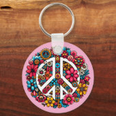 Blumenfriedzeichen Symbol für Farbbilderkunst Schlüsselanhänger (Vorderseite)