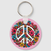 Blumenfriedzeichen Symbol für Farbbilderkunst Schlüsselanhänger (Rückseite)