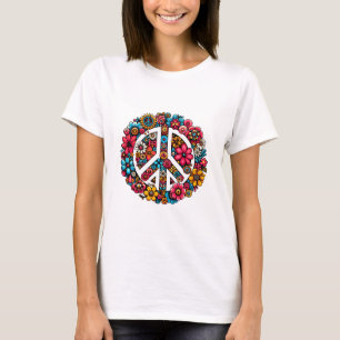 Blumenfriedzeichen Symbol für Farbbilderkunst T-Shirt