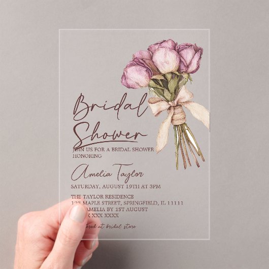 Blumenfrische vor dem Brautparty Acryleinladungen (Insitu (Handheld))