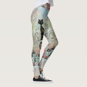 Blumenfrühjahrpaisley-Katzen-Silhouette-Leggings Leggings (Rechts)