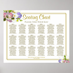 Blumenfrühling 18 Tabelle Hochzeitssitzdiagramm Poster