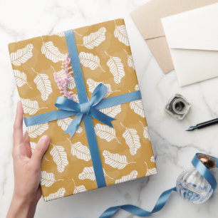 Blumenfrühling   Goldene und weiße Blätter Geschenkpapier