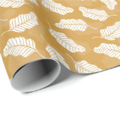 Blumenfrühling | Goldene und weiße Blätter Geschenkpapier (Rolleneckpunkt)