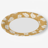 Blumenfrühling | Goldene und weiße Blätter Pappteller (Schrägansicht)