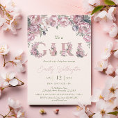 Blumenfrühling Pink Peonies Boho Girl Babydusche Einladung