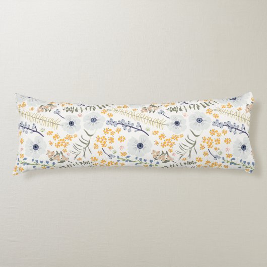 Blumenfrühling-Zuhause Botanischer Blaugelber Mix Seitenschläferkissen (Vorderseite)