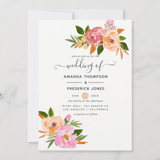 Blumenfrühlings-Hochzeit Einladung (Vorderseite)