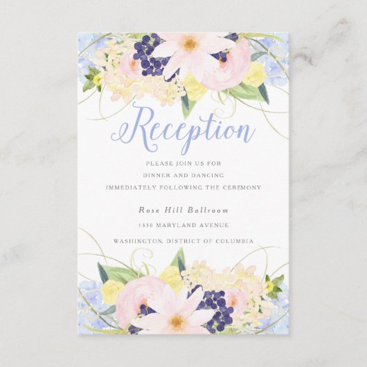 Blumenfrühlings-Hochzeitsfeier Vintager Empfang Begleitkarte (Vorderseite)
