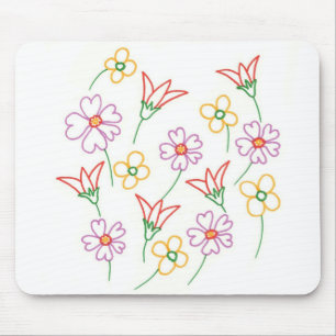 Blumenfrühlingsblumen Zeichnend Collage Mousepads