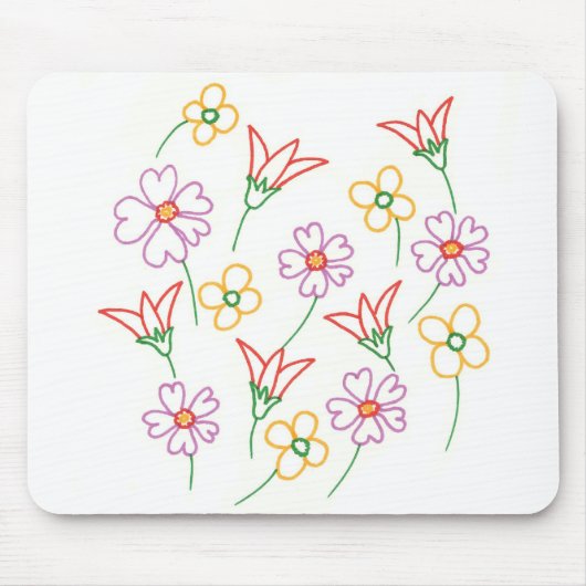 Blumenfrühlingsblumen Zeichnend Collage Mousepads (Vorne)