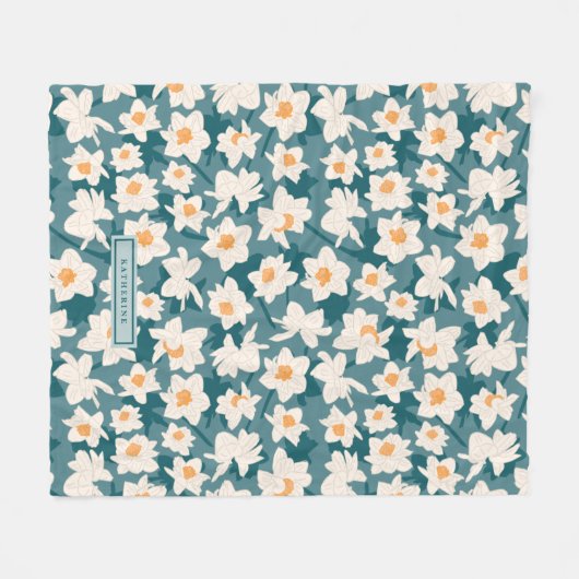 Blumenfrühlingsduft | AQUAMARIN PERSONALISIERT Fleecedecke (Vorderseite (Horizontal))
