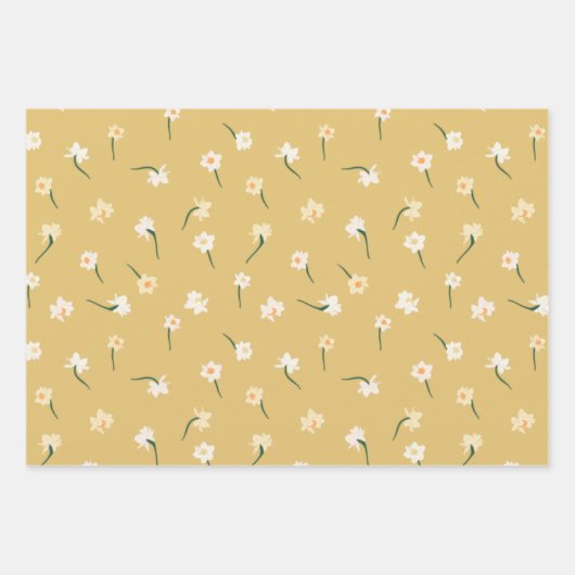 Blumenfrühlingsduft | Aquamarin und gelb Geschenkpapier Set (Vorderseite 2)