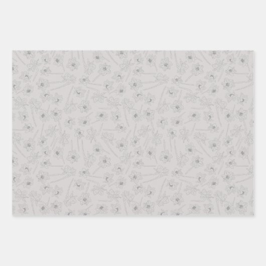 Blumenfrühlingsduft | Blau und Grau Geschenkpapier Set (Vorderseite 3)