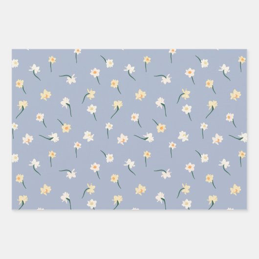Blumenfrühlingsduft | Blau und Grau Geschenkpapier Set (Vorderseite 2)