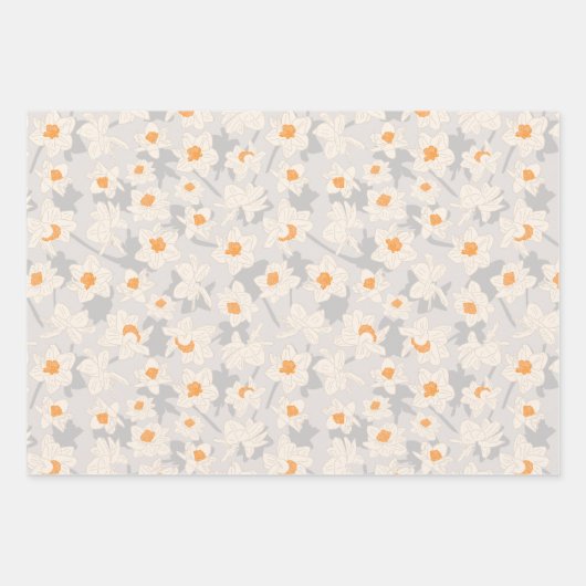 Blumenfrühlingsduft | Blau und Grau Geschenkpapier Set (Vorderseite)