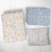 Blumenfrühlingsduft | Blau und Grau Geschenkpapier Set
