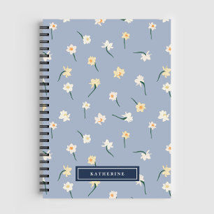 Blumenfrühlingsduft   Dusty Blue Personalisiert Notizblock