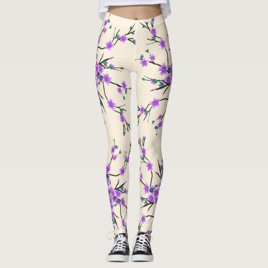 Blumenfrühlingsmuster Leggings (Vorderseite)