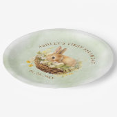 Blumenfrühlingssonne 1. Geburtstag Pappteller (Schrägansicht)