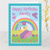 Blumenfrühlingstrauß Llama & Rainbow Birthday Karte (Gelbe Blume)