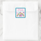 Blumenfrühlingstrauß Llama & Rainbow Birthday Quadratischer Aufkleber (Tasche)