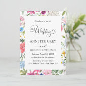 Blumenfrühlingswasserfarbe Einladung zur Hochzeit (Stehend Vorderseite)