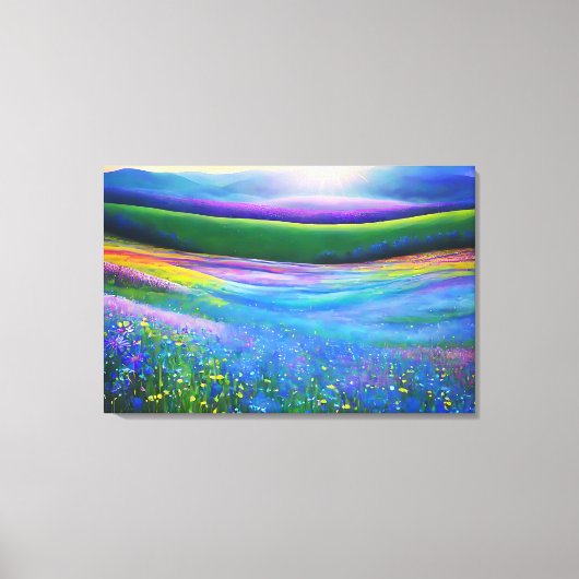 Blumenfrühlingswiese Wiese Valley Landschaft Leinwanddruck (Vorderseite)