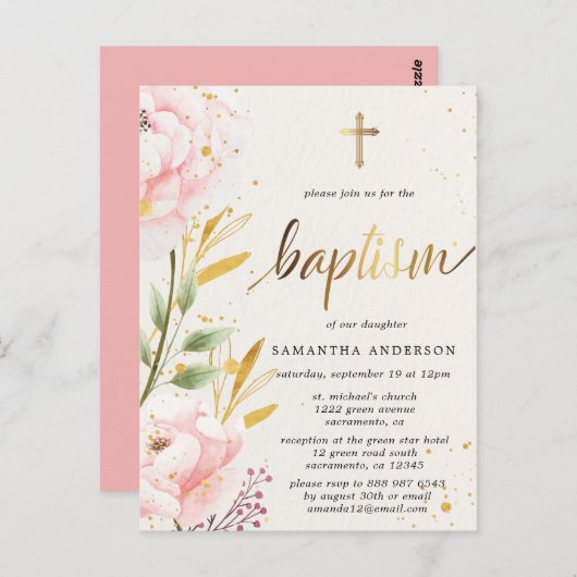 Blumengähne Einladung Postkarte (Vorne/Hinten)