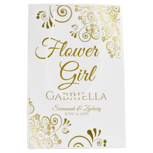 Blumengähne - mittelgroße Geschenktasche Mittlere Geschenktüte (Vorderseite)