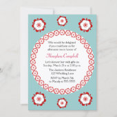 Blumengarland Aquamarines Rotes Brautparty Einladung (Vorderseite)