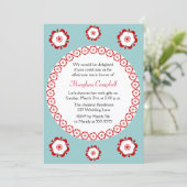 Blumengarland Aquamarines Rotes Brautparty Einladung (Stehend Vorderseite)
