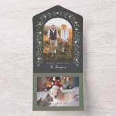 Blumengarland Arted Foto Black Christmas Card All In One Einladung (Innen Boden)