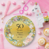 Blumengarland Gold Foil 50. Hochzeitstag Pappteller (Party)