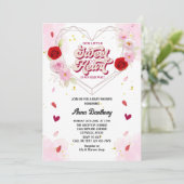 Blumengarn Aquarell Rosa Babydusche Einladung (Stehend Vorderseite)