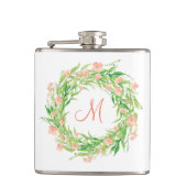 Blumengarn mit Monogramm Flachmann (Vorderseite)