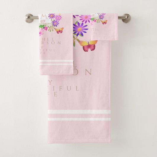 Blumengarn Rosa Monogramm Handtuch Badhandtuch Set (Insitu)