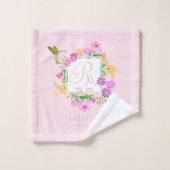 Blumengarn Rosa Monogramm Handtuch Badhandtuch Set (Waschlappen)