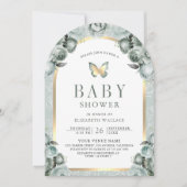 Blumengarnitur Butterfly Babydusche Einladung (Vorderseite)